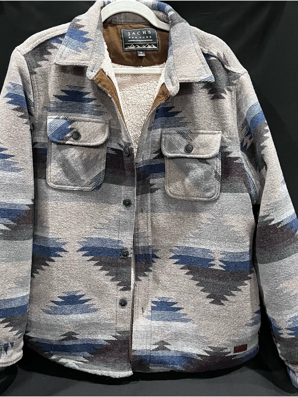 Jachs New York Aztec Southwestern Wool Blend Sherpa Lined Shirt Jacket Shacket